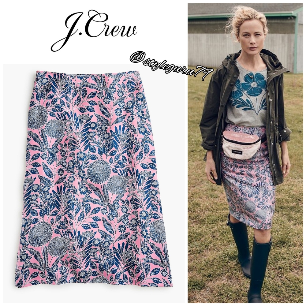 J. Crew X Abigail Borg, Silk Skirt in Prairie Pink